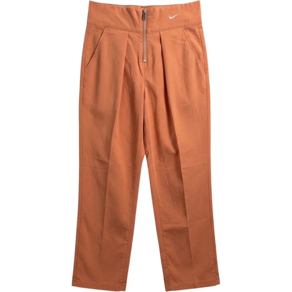 Nike Pleated Womens Loose Fit Mid Rise Woven Pants Monarch Orange Small NEW
